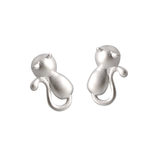 Gray cat earrings
