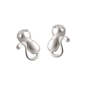 Gray cat earrings