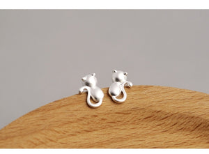 Gray cat earrings