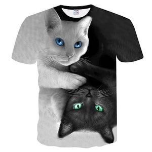 White and black cats t-shirt