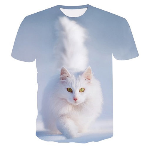 White cat t-shirt