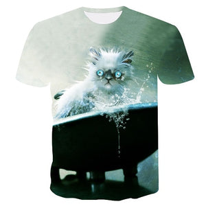 White cat t-shirt