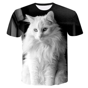 White cat t-shirt