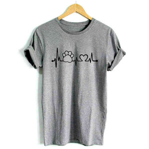 Heartbeat  cat foot t-shirt