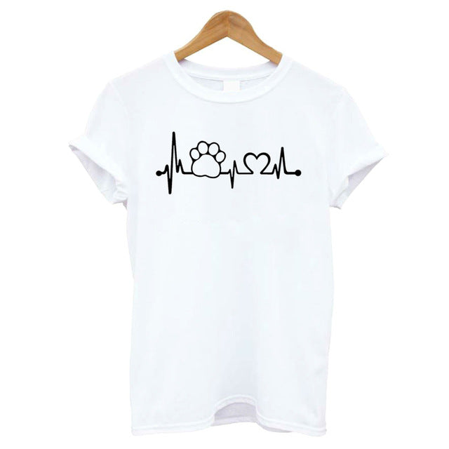 Heartbeat  cat foot t-shirt