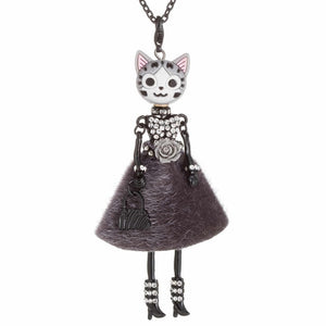 Dressed cat necklace