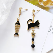 Load image into Gallery viewer, Cat and fish earrings