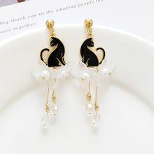 Load image into Gallery viewer, Black cat earrings