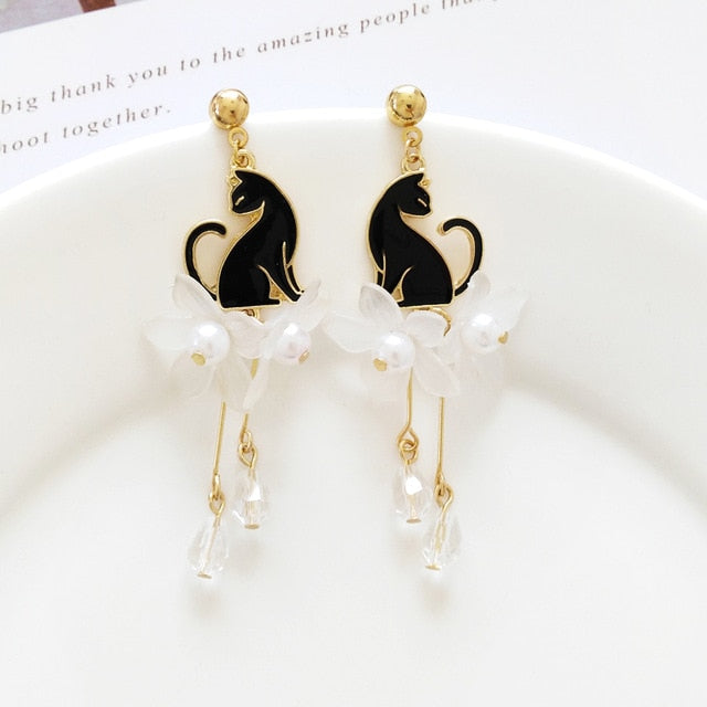 Black cat earrings