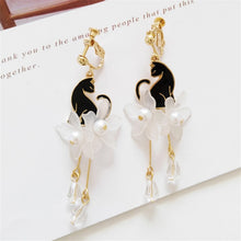 Load image into Gallery viewer, Black cat earrings