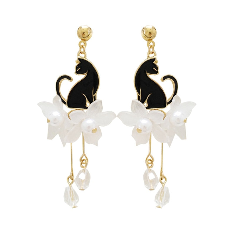 Black cat earrings