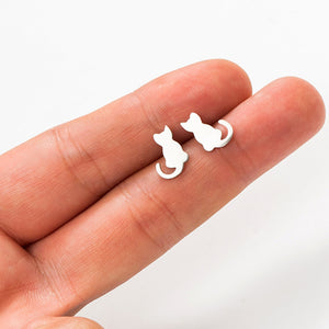 Steel cat earrings