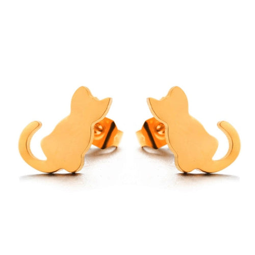 Steel cat earrings