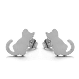 Steel cat earrings