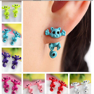 Blue cat earrings