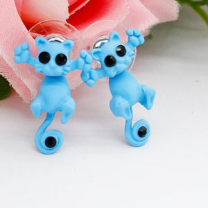 Blue cat earrings