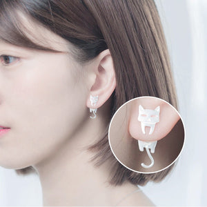 Cat and fish earrings
