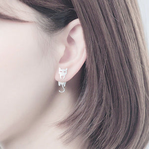Cat and fish earrings